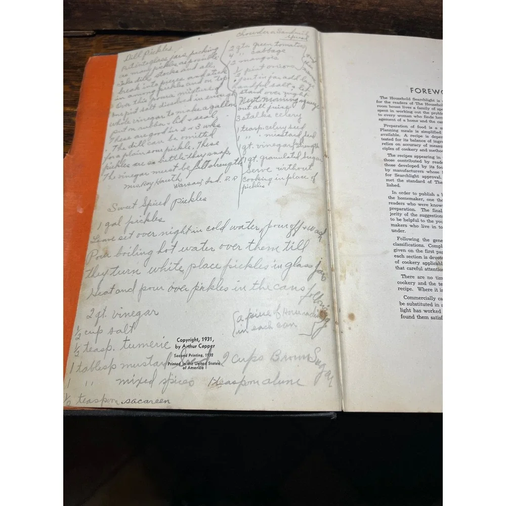 VTG The Household Searchlight Recipe Book The Household Magazine Black Orange